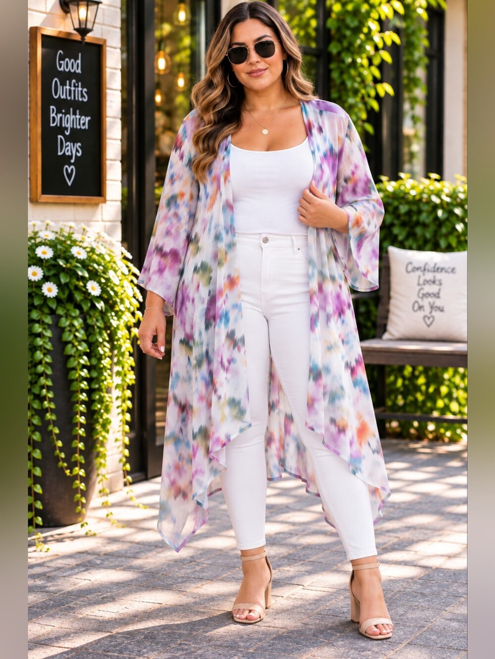 Torrid Pink Ikat Watercolor Chiffon Hi-Lo Kimono Cardigan Plus Size 4X / 26 🌸✨